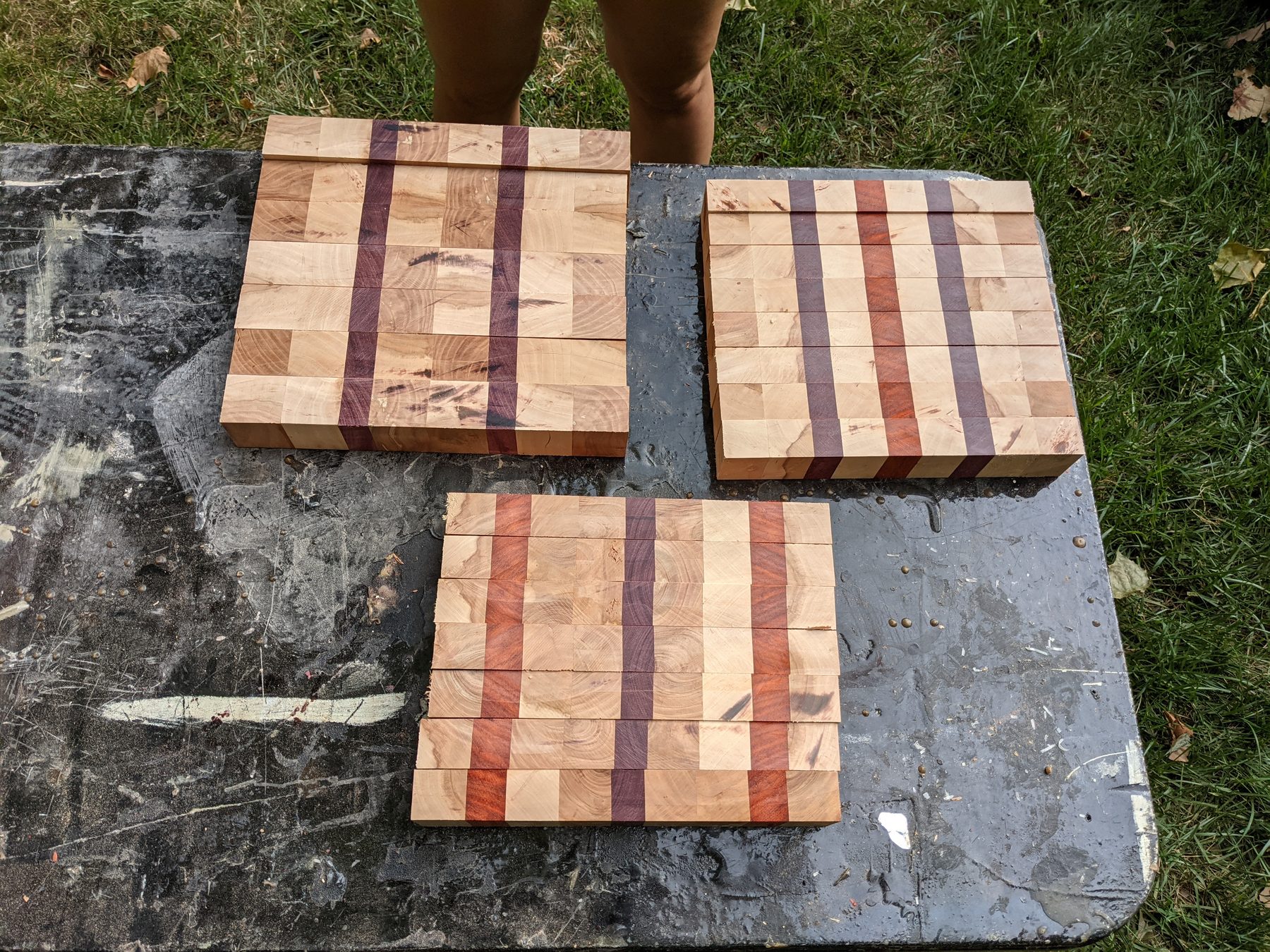 End-grain butcher block boards